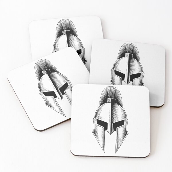 Item preview, Spartan Helmet Minimal Black & White – Ancient Greece Warrior Art designed and sold by Ancient-Era.