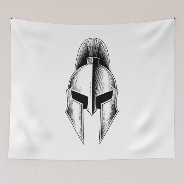Item preview, Spartan Helmet Minimal Black & White – Ancient Greece Warrior Art designed and sold by Ancient-Era.