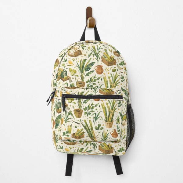 Item preview, Cubist Tropical Agricultural Pattern – Fresh Mint, Ginger & Sugarcane Juice Print designed and sold by OpenDreamArts.