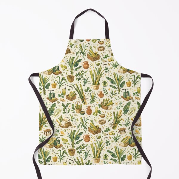 Item preview, Cubist Tropical Agricultural Pattern – Fresh Mint, Ginger & Sugarcane Juice Print designed and sold by OpenDreamArts.