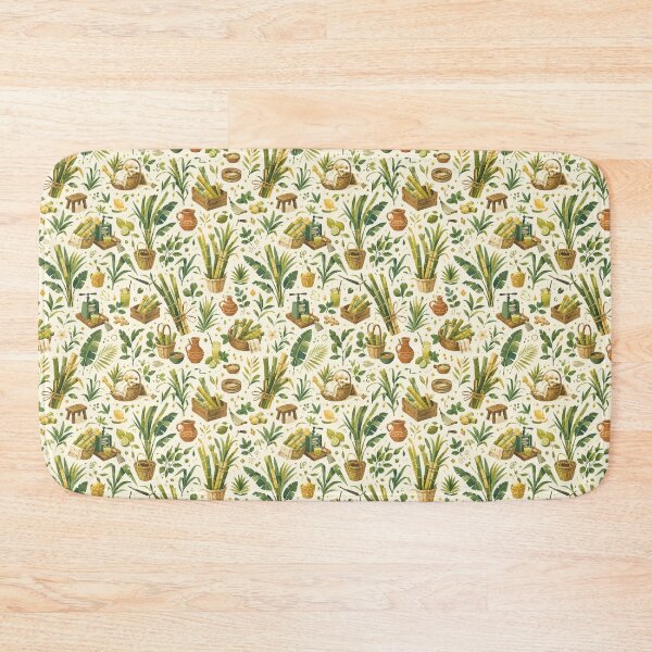 Item preview, Cubist Tropical Agricultural Pattern – Fresh Mint, Ginger & Sugarcane Juice Print designed and sold by OpenDreamArts.