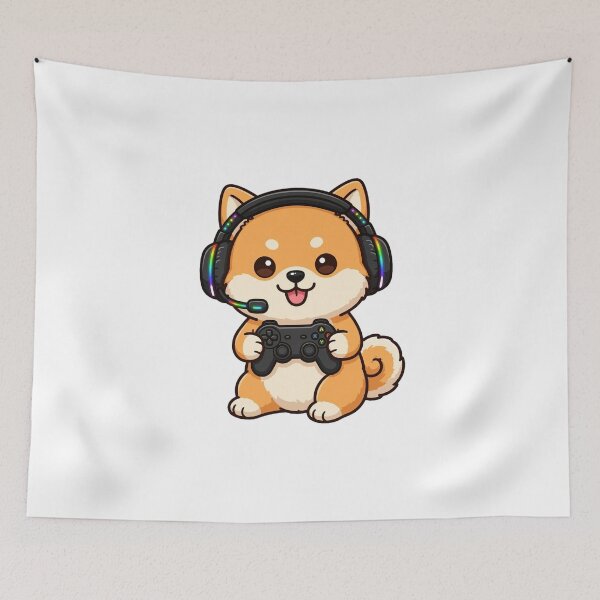 Item preview, Cute Shiba Inu Gamer Dog With RGB Headset - Kawaii Player 2 - Cozy Gaming designed and sold by Petringo.