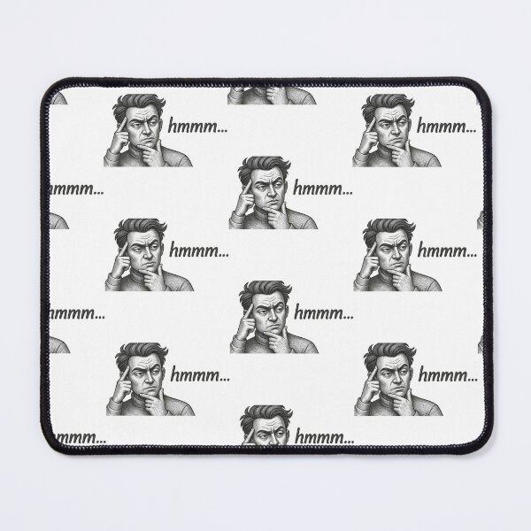 Item preview, Hmmm Meme Black and White Thinking Man Funny Confused Reaction Comic T-Shirt designed and sold by pawsome purrfect.