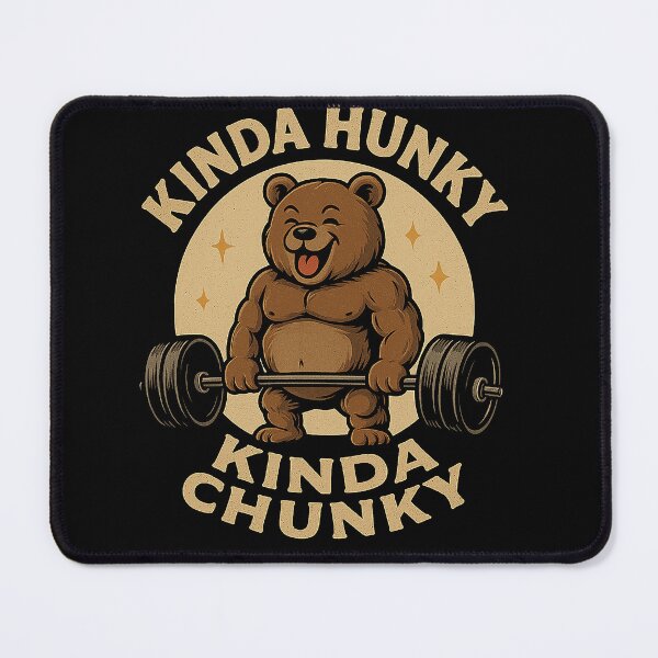 Item preview, Kinda Hunky Kinda Chunky Funny Gym Bear Weightlifting Vintage Retro designed and sold by ArcaneArtistry.