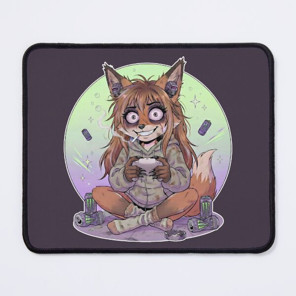 Item preview, Sleep Deprived Gamer Fox Girl - Caffeine Craze Femcel Chibi designed and sold by CaliLuminos.