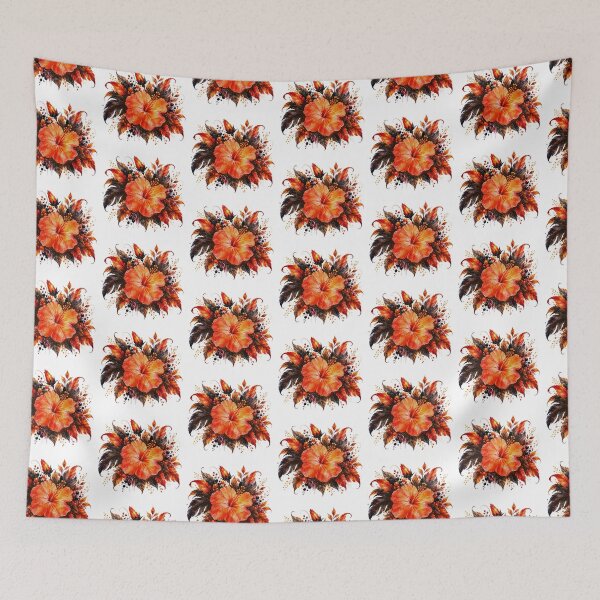 Item preview, Black & Orange Hibiscus | Halloween Tropical Watercolor | Dark Botanical Floral designed and sold by Nolmo.