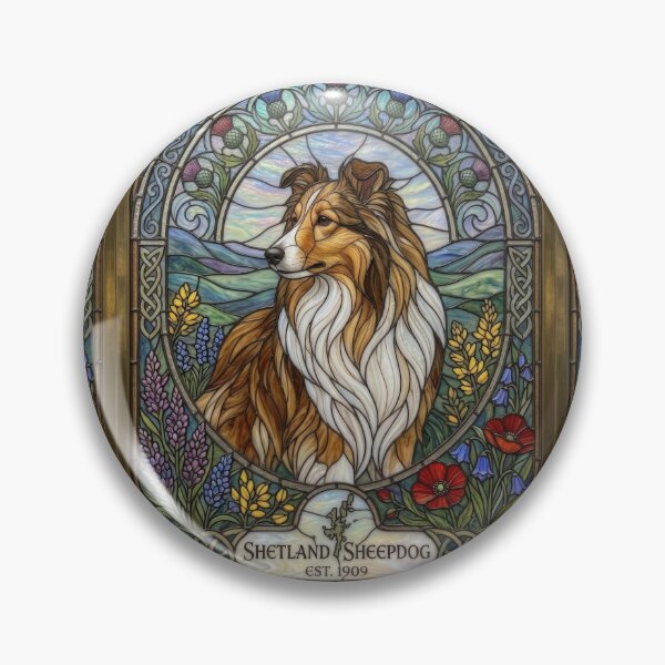 Item preview, Shetland Sheepdog Vintage Stained Glass Art designed and sold by pinkal.