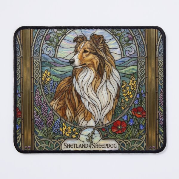 Item preview, Shetland Sheepdog Vintage Stained Glass Art designed and sold by pinkal.