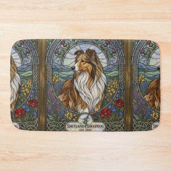 Item preview, Shetland Sheepdog Vintage Stained Glass Art designed and sold by pinkal.