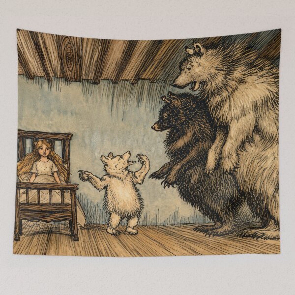 Item preview, Goldilocks Wall Art, Vintage Storybook Three Bears Illustration, Arthur Rackham Print for Children & Book Lovers designed and sold by RickE.