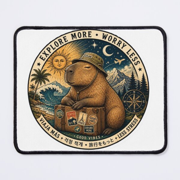 Item preview, Capybara Explorer Travel Sticker Less Stress designed and sold by Snurly.