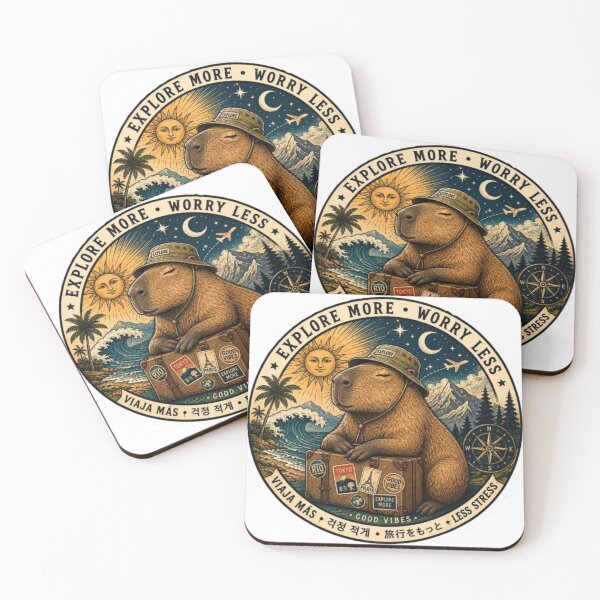 Item preview, Capybara Explorer Travel Sticker Less Stress designed and sold by Snurly.