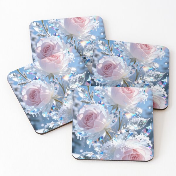 Item preview, Crystal Pink Roses in Winter Snow Rainbow designed and sold by LenNo9881.