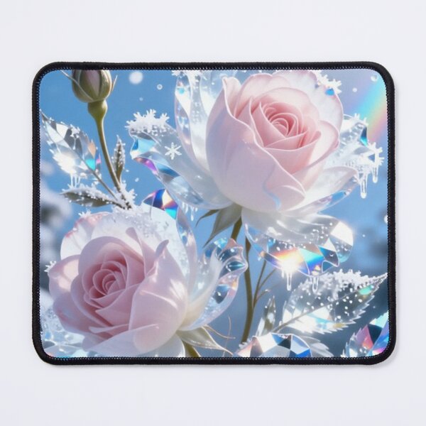 Item preview, Crystal Pink Roses in Winter Snow Rainbow designed and sold by LenNo9881.