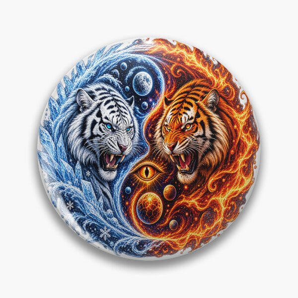 Item preview, Cosmic Yin Yang Tigers – Ice and Fire designed and sold by TroviTutto.