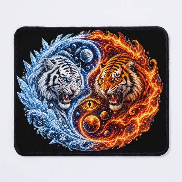 Item preview, Cosmic Yin Yang Tigers – Ice and Fire designed and sold by TroviTutto.
