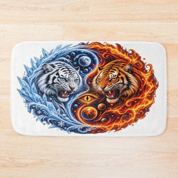 Item preview, Cosmic Yin Yang Tigers – Ice and Fire designed and sold by TroviTutto.