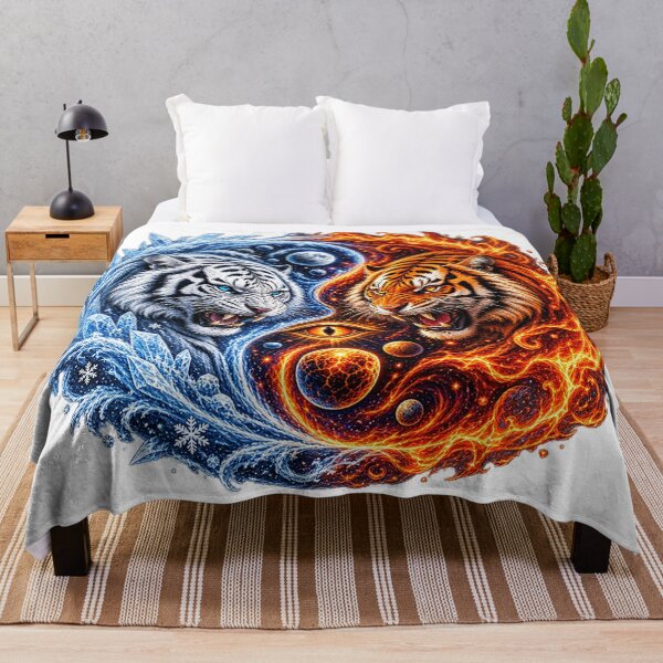 Item preview, Cosmic Yin Yang Tigers – Ice and Fire designed and sold by TroviTutto.