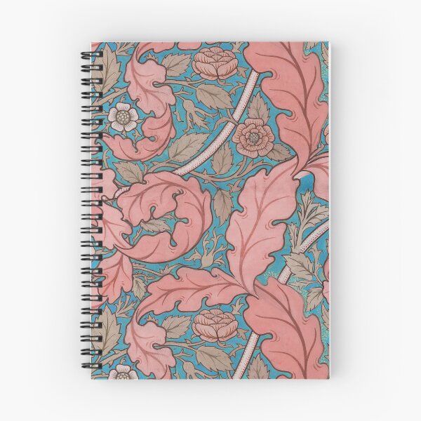 Item preview, Distressed blue & terracotta Acanthus & Rose William Morris floral designed and sold by Anne Londez Studio.