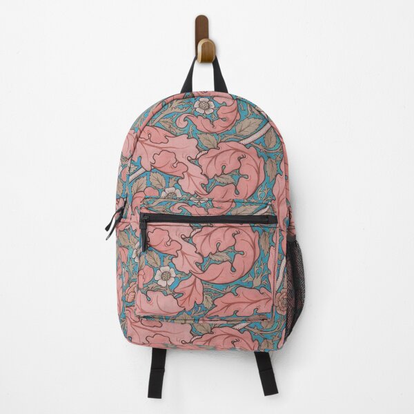 Item preview, Distressed blue & terracotta Acanthus & Rose William Morris floral designed and sold by Anne Londez Studio.