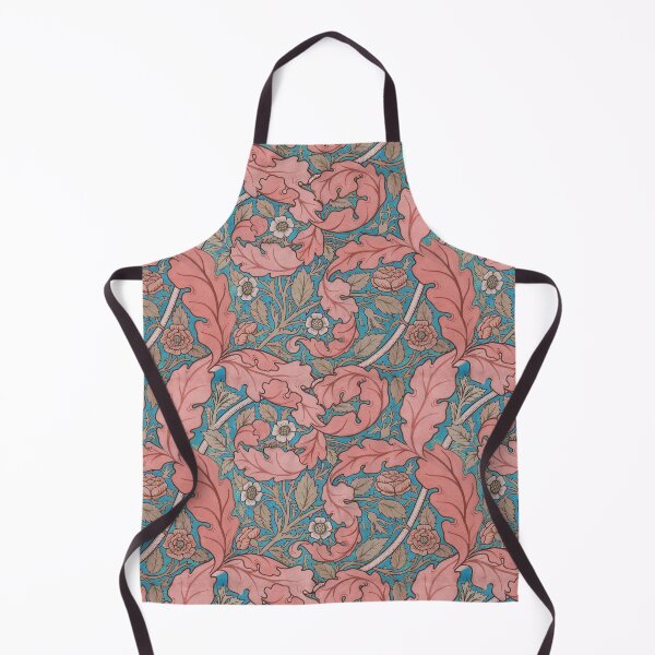 Item preview, Distressed blue & terracotta Acanthus & Rose William Morris floral designed and sold by Anne Londez Studio.