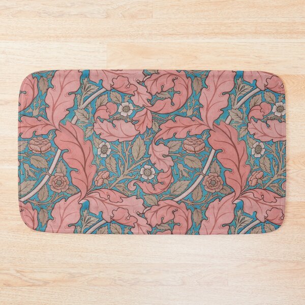 Item preview, Distressed blue & terracotta Acanthus & Rose William Morris floral designed and sold by Anne Londez Studio.