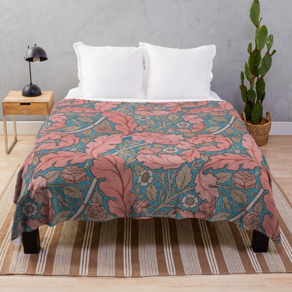 Item preview, Distressed blue & terracotta Acanthus & Rose William Morris floral designed and sold by Anne Londez Studio.