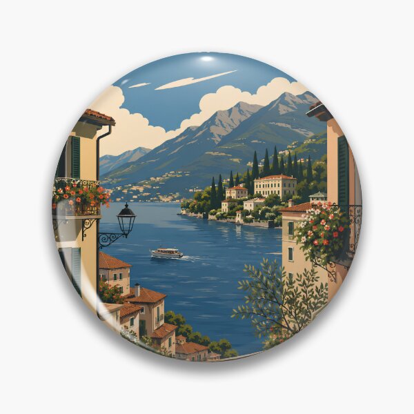 Item preview, Vintage Lake Como Italy Travel Poster - Retro Italian Alps Landscape Print designed and sold by roam.andprint.