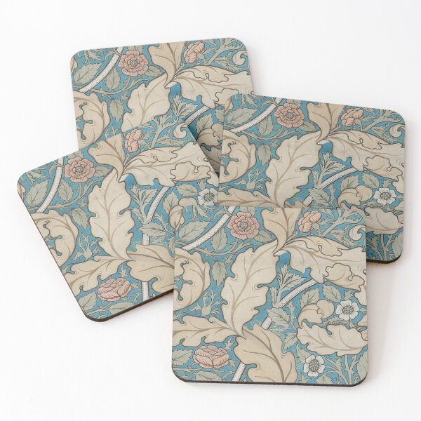 Item preview, Distressed blue & beige Acanthus & Rose William Morris floral designed and sold by Anne Londez Studio.