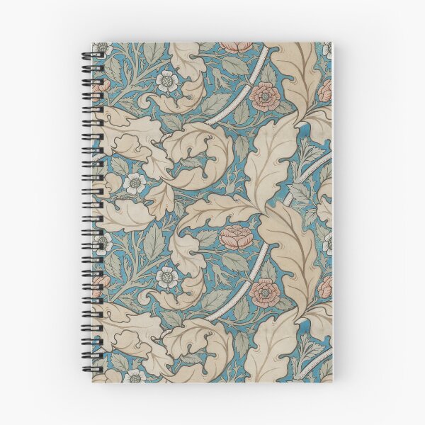 Item preview, Distressed blue & beige Acanthus & Rose William Morris floral designed and sold by Anne Londez Studio.