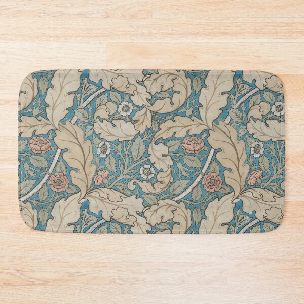 Item preview, Distressed blue & beige Acanthus & Rose William Morris floral designed and sold by Anne Londez Studio.
