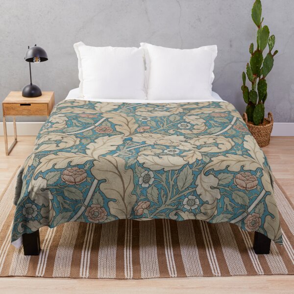 Item preview, Distressed blue & beige Acanthus & Rose William Morris floral designed and sold by Anne Londez Studio.