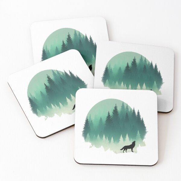 Item preview, Misty Forest Wolf Silhouette Nature Design designed and sold by Fetraus.