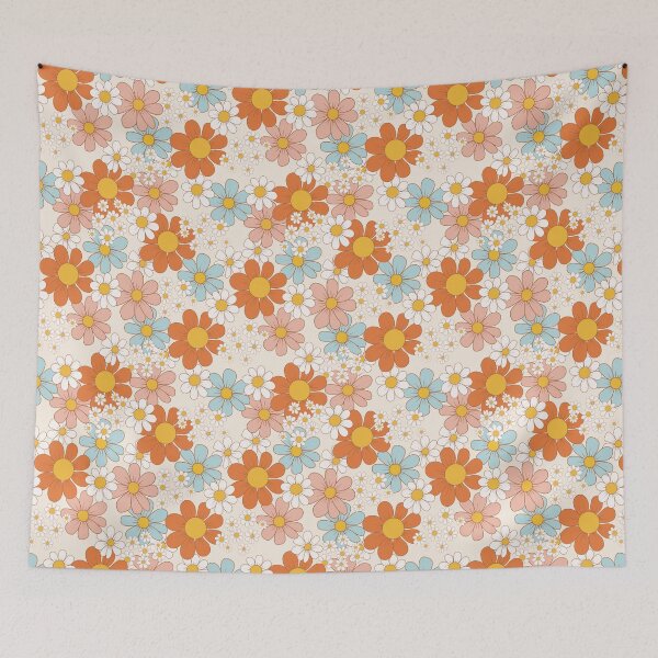 Item preview, Groovy Retro 70s Orange Daisy Flower Pattern designed and sold by Zaya_art.
