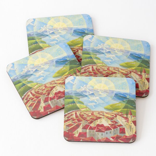 Item preview, Umbrian Country, red terracotta Italian village houses, Italy Lake Trasimeno, Perugia landscape by Gerardo Dottori designed and sold by Jéanpaul  Ferro.