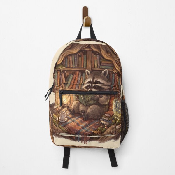 Item preview, Raccoon Reading in a Cozy Tree Hollow - Cute Woodland Book Lover designed and sold by SebastianSpace.