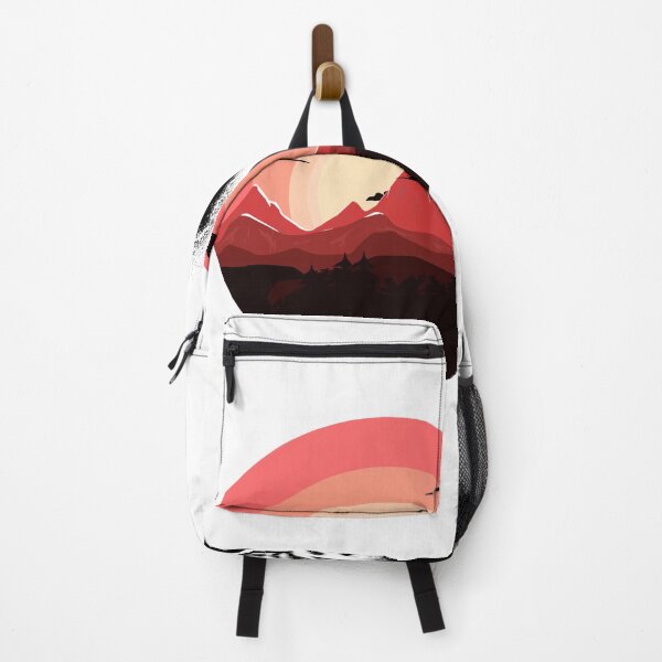 Item preview, Japanese Inspired Mountain Sunset – Red Circle Landscape & Ink Brush Art designed and sold by Sowaninongtdu.