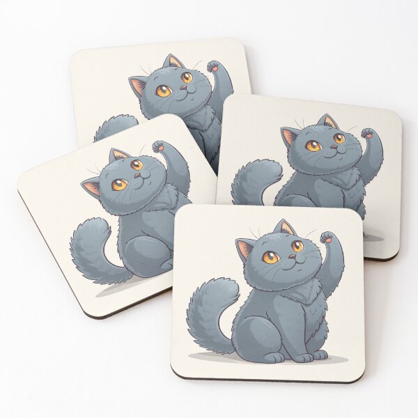 Item preview, Cute Kawaii Chartreux Cat with Golden Eyes designed and sold by Mousy17.