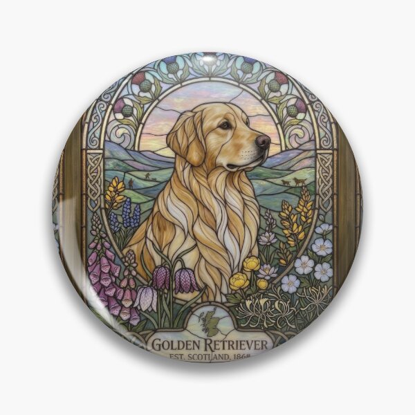 Item preview, Golden Retriever Stained Glass Scottish Art designed and sold by pinkal.