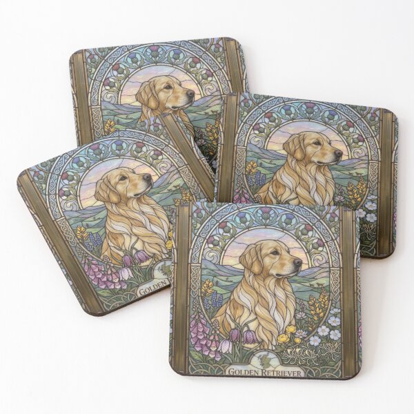 Item preview, Golden Retriever Stained Glass Scottish Art designed and sold by pinkal.