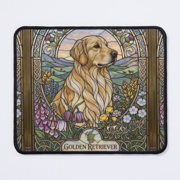 Item preview, Golden Retriever Stained Glass Scottish Art designed and sold by pinkal.