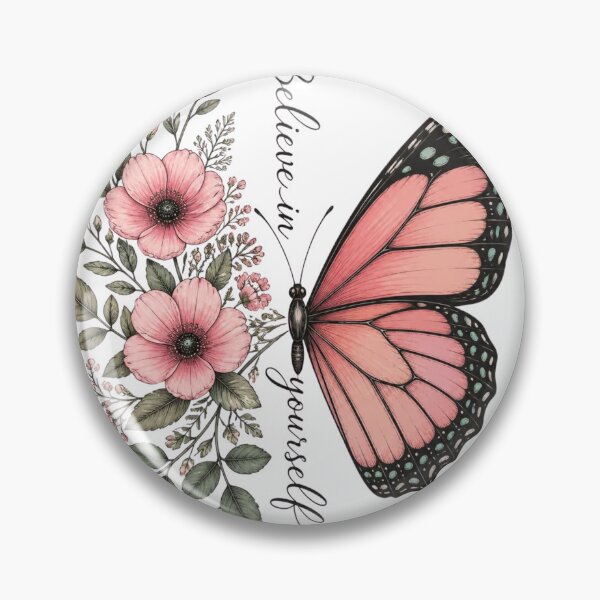 Item preview, Believe in Yourself Butterfly Floral Botanical Design | Pink Butterfly & Flowers designed and sold by cute-corner0.