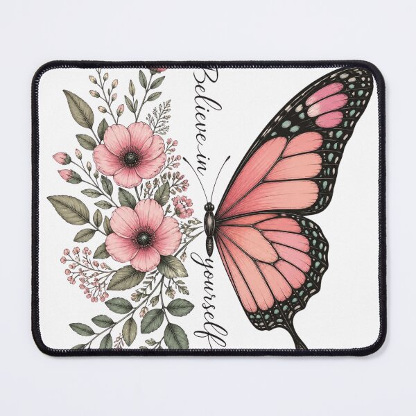 Item preview, Believe in Yourself Butterfly Floral Botanical Design | Pink Butterfly & Flowers designed and sold by cute-corner0.