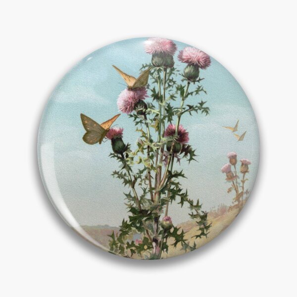 Item preview, Vintage Pink Thistle and Butterflies Botanical Floral Print designed and sold by SiliconValleyUS.
