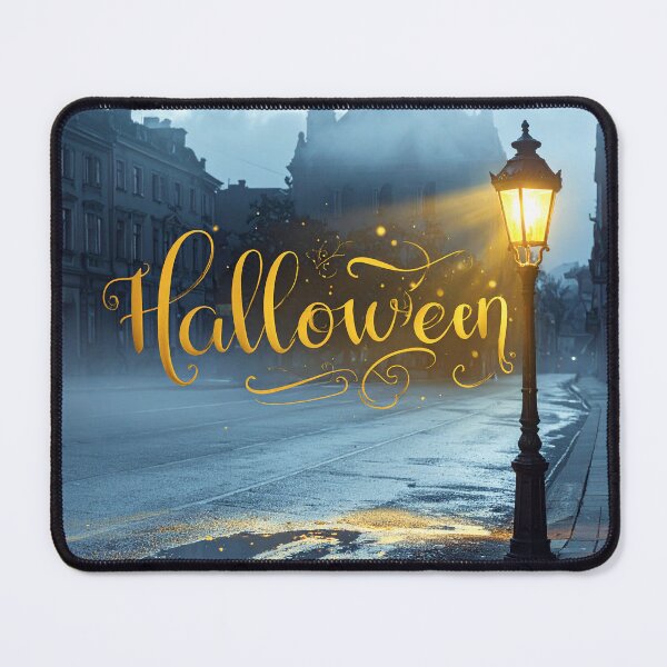 Item preview, Halloween Lantern Glowing on a Foggy Gothic Street designed and sold by OksArtStudio.