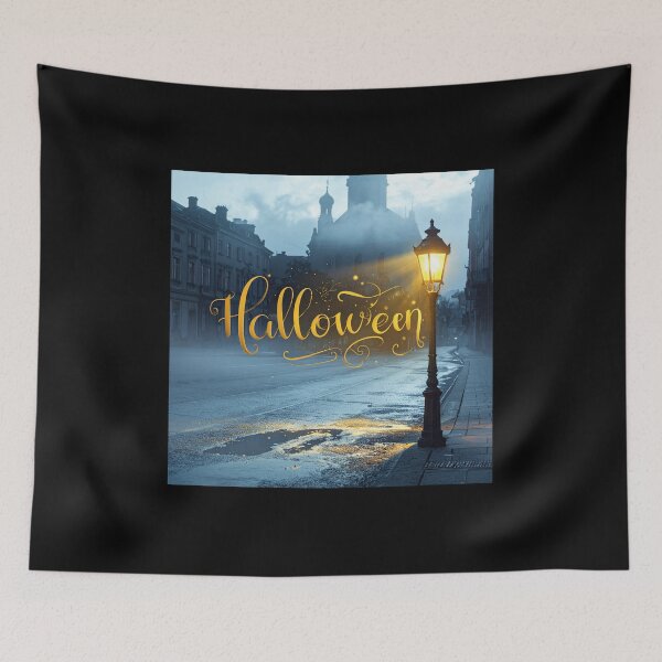 Item preview, Halloween Lantern Glowing on a Foggy Gothic Street designed and sold by OksArtStudio.