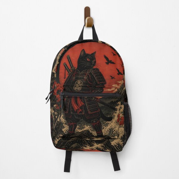 Artikelvorschau, Schwarze Samurai-Katze Ukiyoe japanischer Krieger Mount Fuji entworfen und verkauft von GrinGalore.