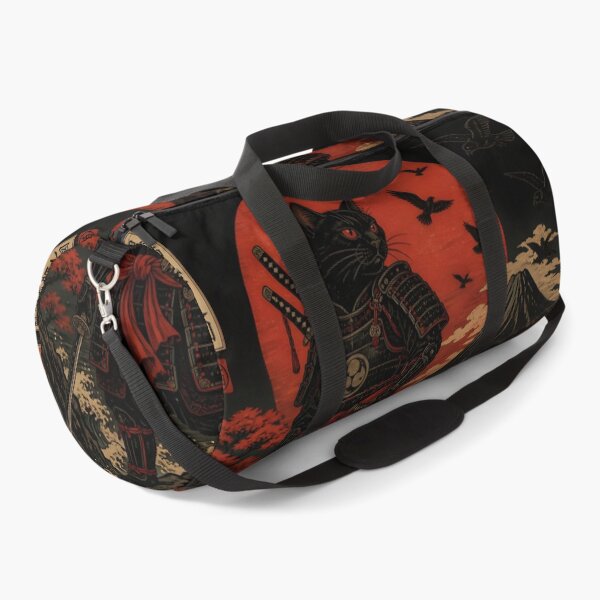 Item preview, Black Samurai Cat Ukiyoe Japanese Warrior Mount Fuji designed and sold by GrinGalore.