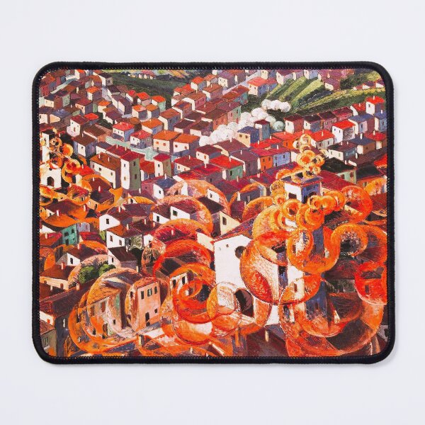 Item preview, Città-festa (City Festival) Italian Umbrian city landscape painting by Gerardo Dottori designed and sold by Jéanpaul Ferro.