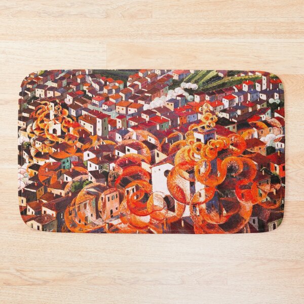 Item preview, Città-festa (City Festival) Italian Umbrian city landscape painting by Gerardo Dottori designed and sold by Jéanpaul  Ferro.